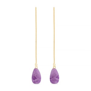 Luxenter, zoqoyi Ohrringe aus 925 Sterlingsilber und natürlichem Amethyst 18K vergoldet