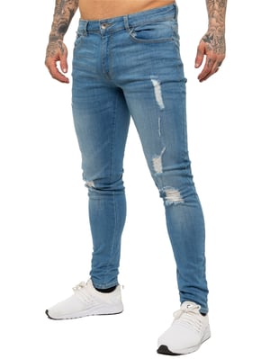 Enzo Herren Skinny Ripped Jeans