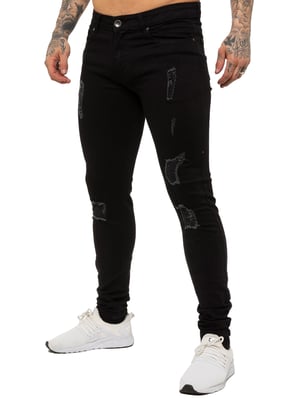 Enzo Herren Skinny Ripped Jeans