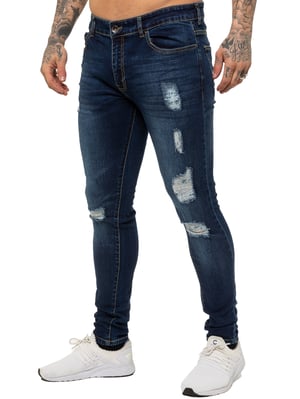 Enzo Herren Skinny Ripped Jeans