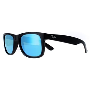 Ray-Ban Sonnenbrille Justin 4165 622/55 Schwarz-Blau-Spiegel