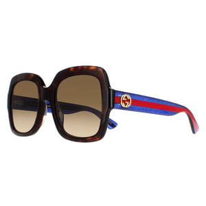 Gucci Square Womens Havanna Glitter Blau und Rot Braun Gradient GG0036SN