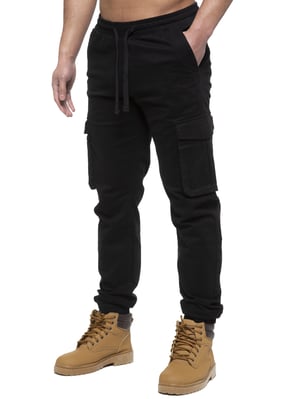 Enzo | Herren Cargo-Jogger-Jeans - Schwarz