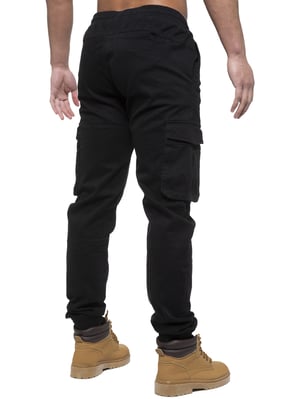 Enzo | Herren Cargo-Jogger-Jeans - Schwarz