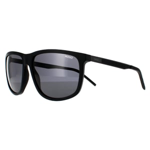 Hugo von Hugo Boss Rechteckige Herren Sonnenbrille Matt Schwarz Grau