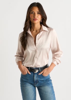 Oyester Satin Loose Fit Button Through Shirt