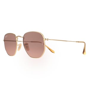 Ray-Ban Square Unisex Poliertes Gold Braun Gradient Sechseckig RB3548N