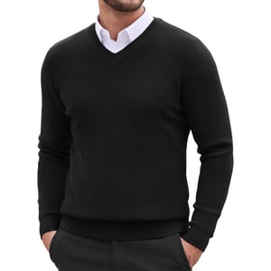 Cappuccino Italia Mock Pullover für Herren. Der Mock Pullover besteht aus 50% Baumwolle und 50% Acryl und hat eine normale Passform. Der Pullover hat einen Hemdkragen, der an den Pullover angenäht ist. Marke: Cappuccino ItaliaModellname: Mock Pullover (mit Hemdkragen)Kategorie: Pullover für HerrenMaterialien: Baumwolle, AcrylFarbe: schwarz, grau