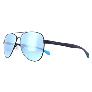 Hugo Boss Aviator Mens Matte Blue Blue Mirror Lunettes de soleil