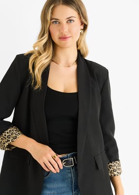 Contrast Animal Edge to Edge Blazer