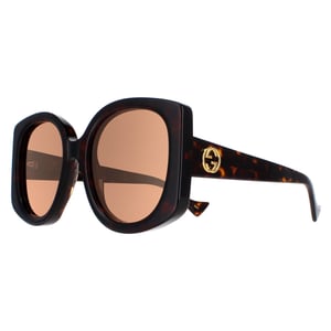 Gucci Rund Damen Dunkel Havanna Braun GG1257S