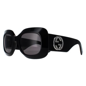 Gucci Square Womens Schwarz mit Silber Grau GG1695S