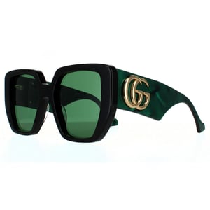 Gucci Square Womens Schwarz und Grün Swirl Grüne Sonnenbrille