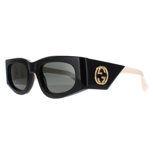 Gucci Rectangle Womens Schwarz mit Elfenbein Grau GG1664S