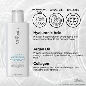 skinChemists Tägliche Spülung mit Kollagen, Hyaluronsäure, Arganöl und Sheabutter, 250 ml