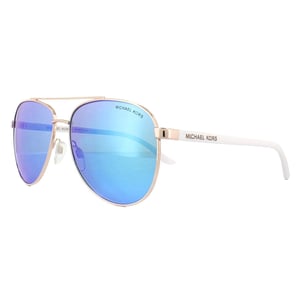 Michael Kors Aviator Womens Rose Gol White Blue Mirror Lunettes de soleil