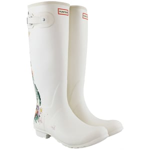 Hunter Hohe Botanische Rücken Damen Weiße Gummistiefel