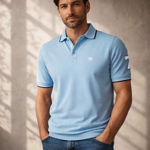 Polo Applique Pique von Cappuccino Italia in der farbe Blau und in größe S.