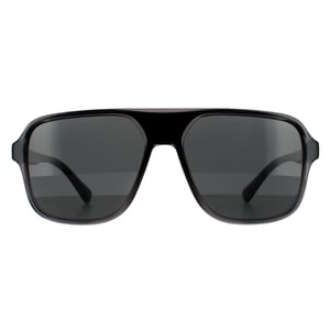 Dolce & Gabbana Quadratische Herren Sonnenbrille Transparent Grau und Schwarz Dunkelgrau