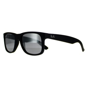Ray-Ban Sonnenbrille Justin 4165 622/6G Gummi Schwarz Grau Spiegel