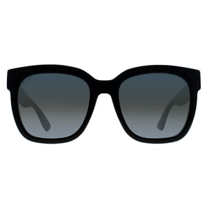 Gucci Square Womens Schwarz mit grünen und roten Glitter grau Gradient GG0034SN Sonnenbrille