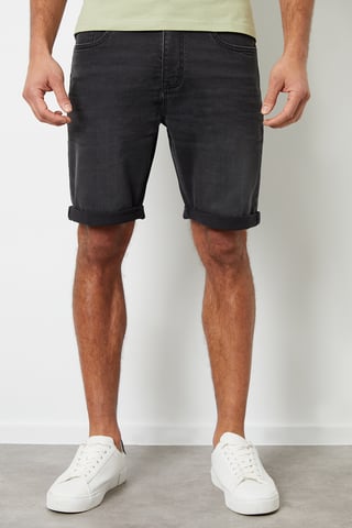 Grey 'Edmonton' Turn Up Denim Shorts