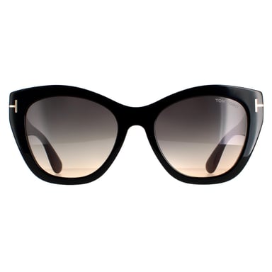 Tom Ford Cat Eye Damen glänzend schwarz rauch grau Gradient FT0940 Cara Sonnenbrille