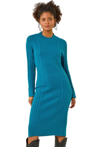 Dusk Cable Knit Midi Jumper Dress