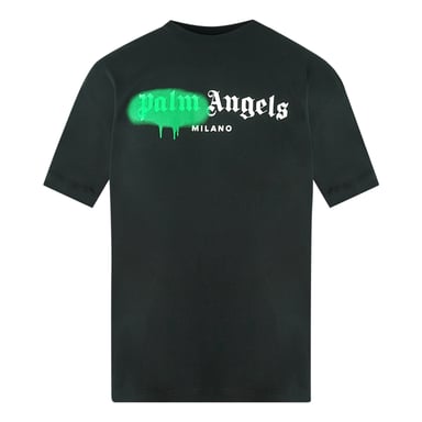 Palm Angels Milano Sprühfarbe Logo Schwarz T-Shirt