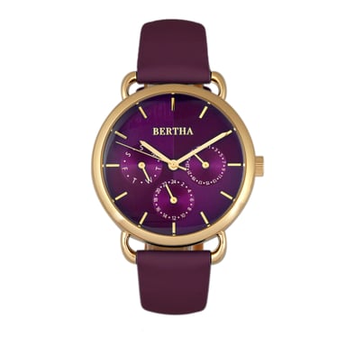 Bertha Gwen Lederarmbanduhr mit Tag/Datum