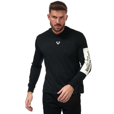 T-shirt capuche logo manches longues True Religion Pour Homme en Noir