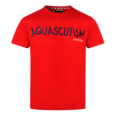 Aquascutum Distorted Logo Rotes T-Shirt