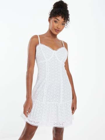 Cream Embroidered Tie Back Mini Dress