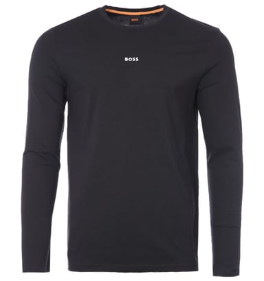 BOSS Langarmshirt mit Kontrastlogo – Schwarz
