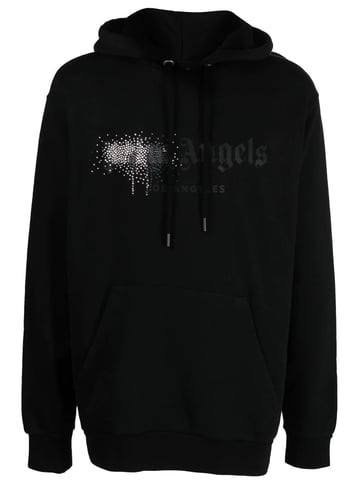 Palm Angel Kapuzenpullover mit Strass-Logo-Print in Schwarz