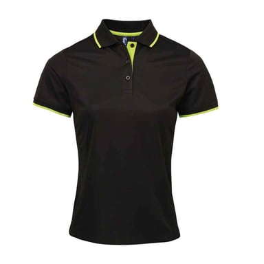 Premier - "Coolchecker" Poloshirt für Damen (Schwarz/Limone)