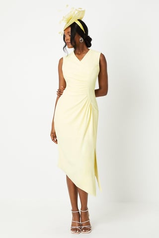 Lisa Tan Ruched Crepe Midi Dress