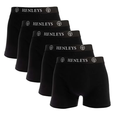Men's Henleys McBlacken 5 Pack Boxer Shorts in Black