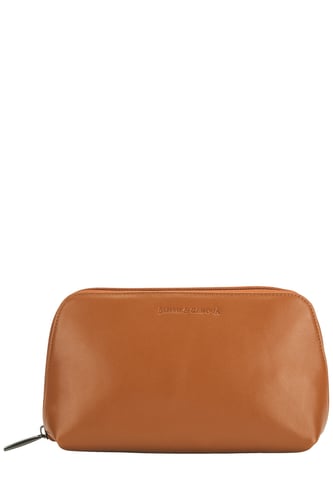 Soft Grain Leather Zip Top Cosmetic Bag