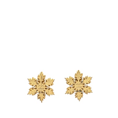 Vintage Chanel Gold Plated CC Snowflake Clip On Earrings Gold