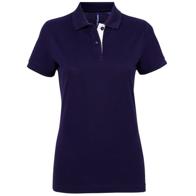 Asquith & Fox - Kontrast-Poloshirt - Damen (Marineblau/Weiß)