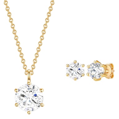 Set (necklace + stud earring) sterling silver yellow gold embellished with swarovski crystals® white Rafaela Donata