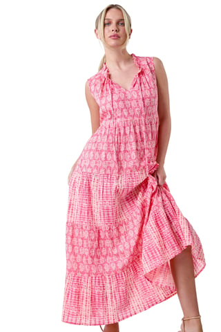 Petite Tie Dye Tiered Midi Dress