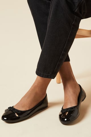 Wide Fit Peaches Bow Detail Ballet Pumps