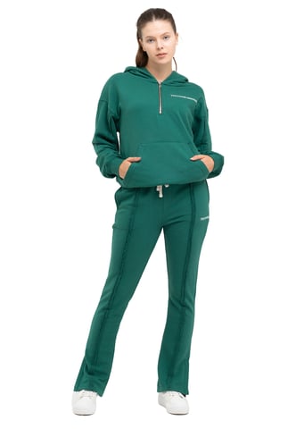 Tom Barron Damen-Trainingsanzug-Set mit Viertelreißverschluss und Logo in Oversize