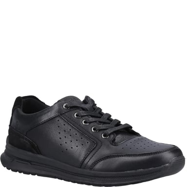 Hush Puppies Mens Joseph Leder Turnschuhe (Hellschwarz)