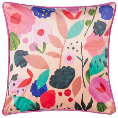 Kate Merritt Floral Collage Piped Velvet Federkissen