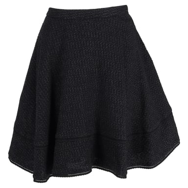 Red Valentino Tweed A-Linie Rock aus schwarzer Wolle