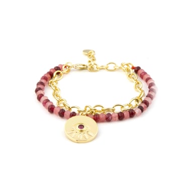 Armband Luxenter Edxiuh Red Crystal, 18 Karat Gelbgold Finish