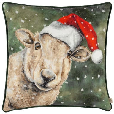Evans Lichfield Christmas Sheep Piped Cushion